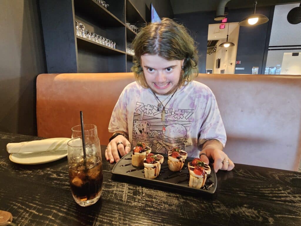 Parker with his appetizer